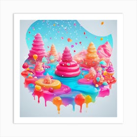 3d Candyland Illustration Art Print