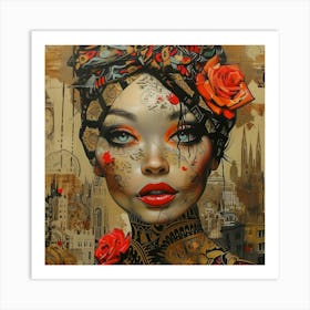 'The Girl With Roses' Art Print