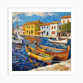 Van Gogh Style: Fishing Boats in Saintes-Maries-de-la-Mer Series 2 Art Print