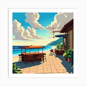 Restaurant On The Beach Art Print