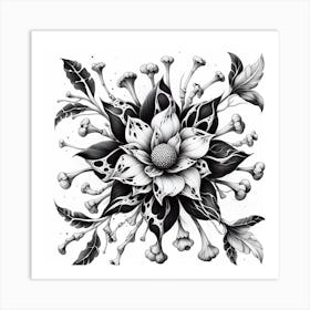 Black And White Flower Art Print