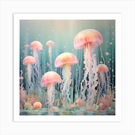Shoal of jellyfish 10 Art Print