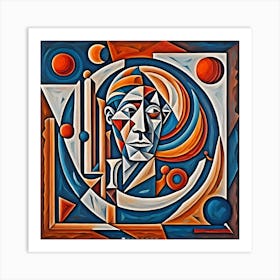 Man And Space Cubism Styled Art Print
