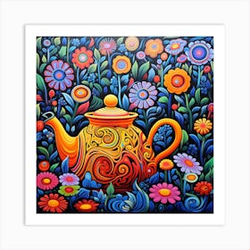 Teapot In The Garden Art Print