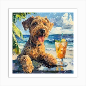 Dog At The Beach Bar In Acrylic 2 Art Print