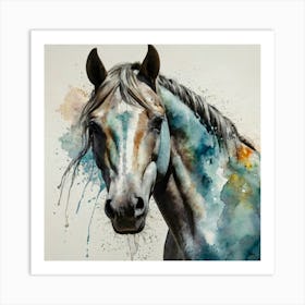 Blue Horse Art Print