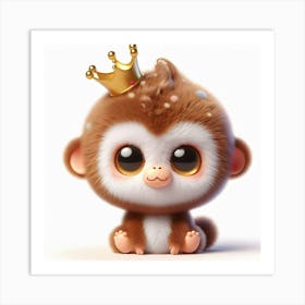 Cute Monkey With A Crown 7 Art Print