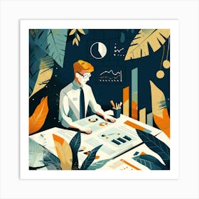 Illustration Of A Businessman 1 Art Print