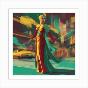 An Artwork Depicting A Full Body Woman, Big Tits, In The Style Of Glamorous Hollywood Portraits, Gre Art Print