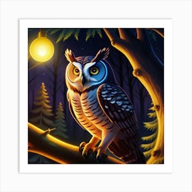 Owl In The Night Art Print