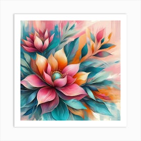 Lotus Flower Painting 2 Art Print