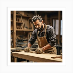 Carpenter Working In Workshop 2 Art Print