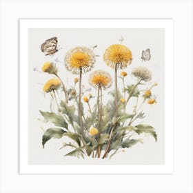 Dandelions and Butterfly of Thymelicus sylvestris Art Print