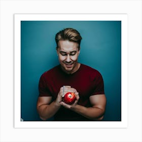 Man Holding An Apple 1 Art Print