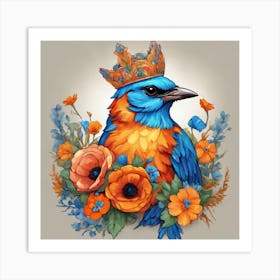 Bird In A Crown 3 Art Print