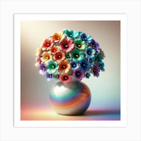 Rainbow Flowers In A Vase 3 Art Print