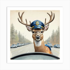 Deer Police Officer 2 Art Print