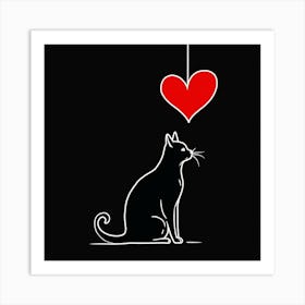 Cat With Heart Art Print