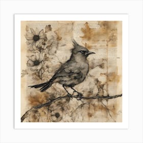 Bird Perched On A Branch Art Print