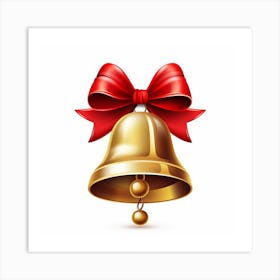 Christmas Bell With Red Ribbon 1 Art Print