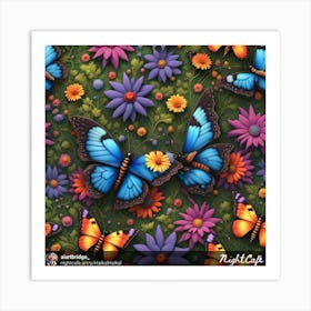 Butterflies And Flowers Art Print