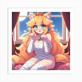 Catpeach Art Print