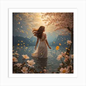 Beautiful Girl In Water Art Print