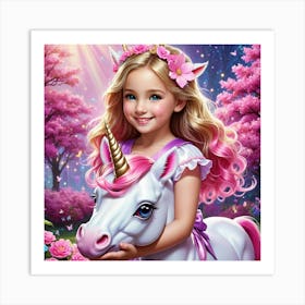 Princess And Unicorn Art Print