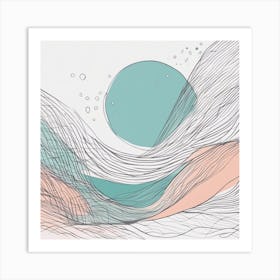Minimalism Masterpiece, Trace In Water + Fine Gritty Texture + Complementary Pastel Scale + Abstract Art Print