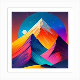 Snow Mountain Colour Art Print