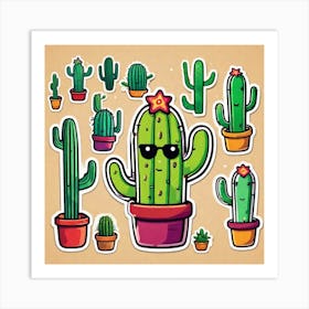 Cactus Set Art Print