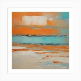 'Ocean' Abstract Orange and Blue Art Print