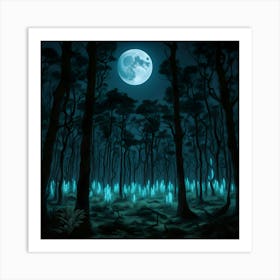 Full Moon In The Forest Art Print