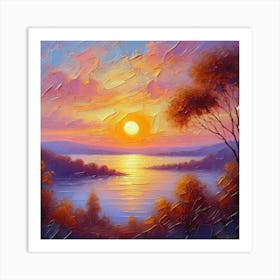 Sunset Over Lake Art Print