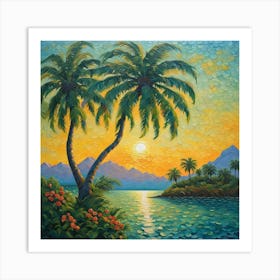 Sunset Palm Trees Art Print