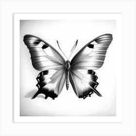 Butterfly In Black And White Art Print