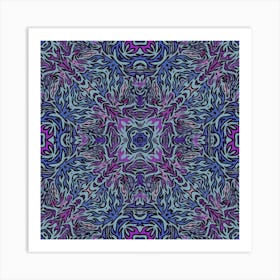 Psychedelic Mandala Pattern Fire Purple Repeating Art Print