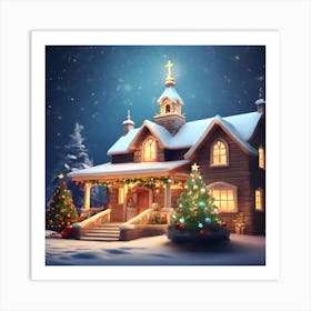 Christmas House Stock Videos & Royalty-Free Footage Art Print