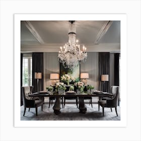 700562 Elegant Dining Room With Crystal Chandelier, Dark Xl 1024 V1 0 Art Print