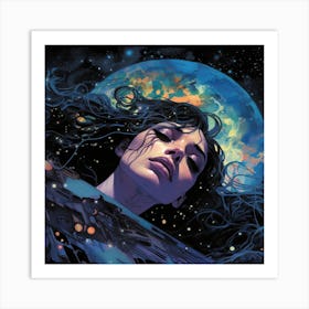 Woman In Space Art Print