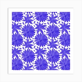 Floral Blooms Blue Art Print