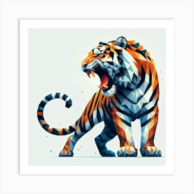 Tiger Polygonal White Background Art Print Art Print