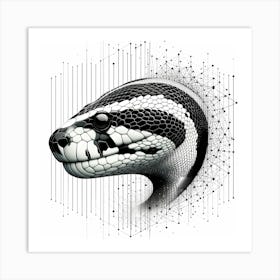 Python Snake Head - Abstract Line Art Illustration 143 Art Print