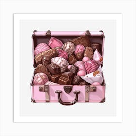 Pink Suitcase Full Of Sweets 3 Art Print