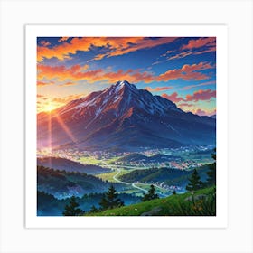 Sunset In The Mountains 16 Art Print