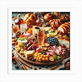 Platter Of Cheese And Fruit Art Print