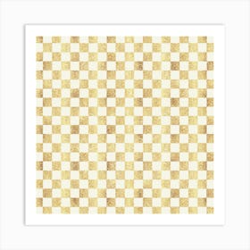 Gold Checkered Wallpaper Art Print