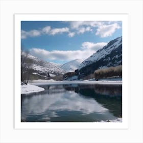 Snowy Mountain Lake Art Print