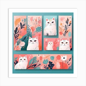 Cat With Flowers Art Print