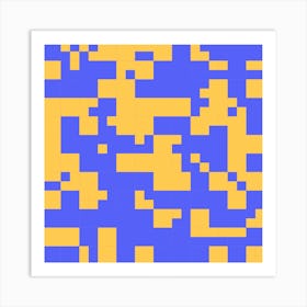 Blue And Yellow Squares 1 Art Print